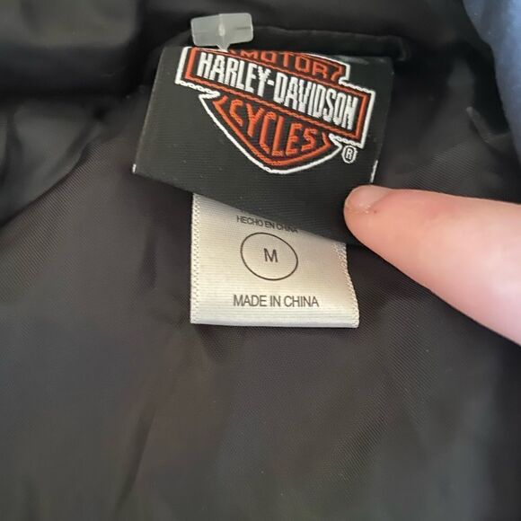 Harley Davidson Puffer jacket with embellishment black with pink bling- Girls M - Picture 5 of 6